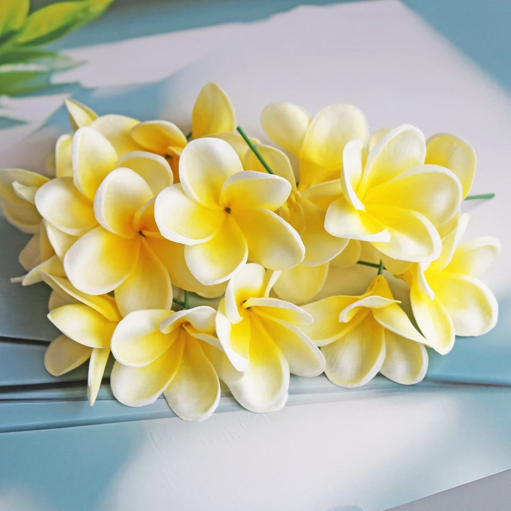 Artificial Plumeria Flower Stems Set – Real-Touch Frangipani